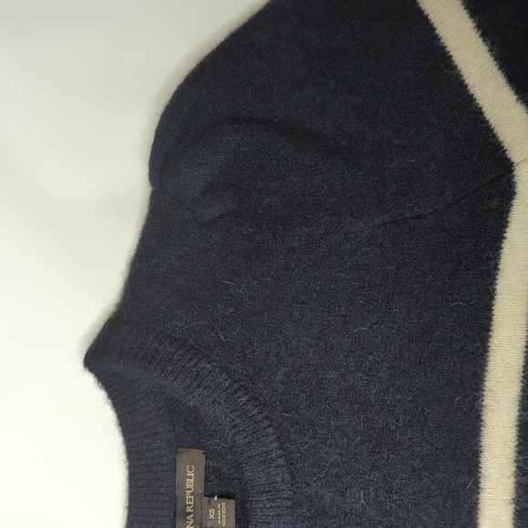 NWT Banana Republic stripe sweater navy white puff sleeve alpaca sweater - Picture 10 of 13